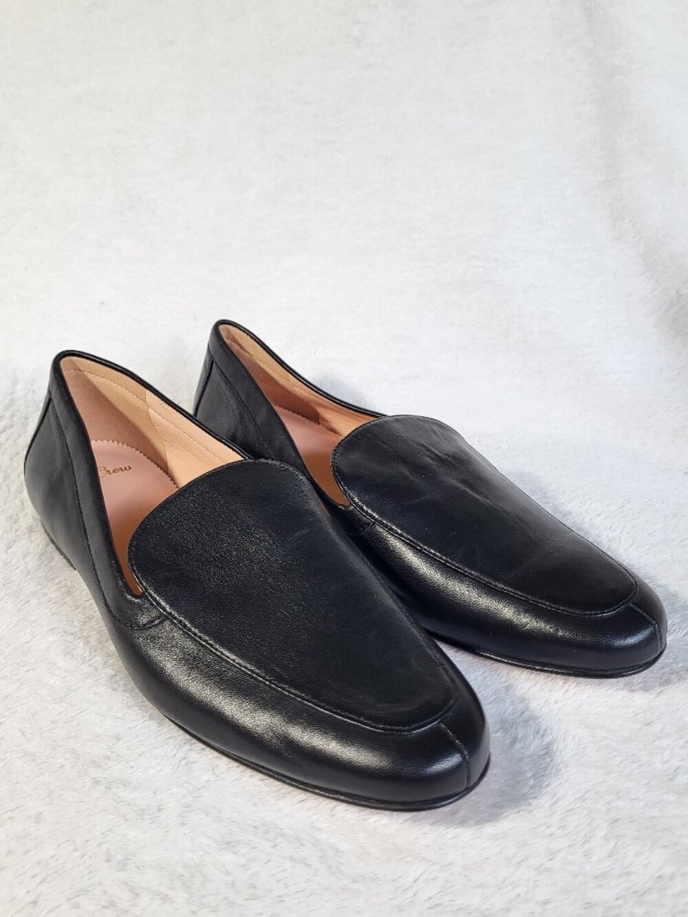 J Crew Black Leather Smoking Slipper - Size 8